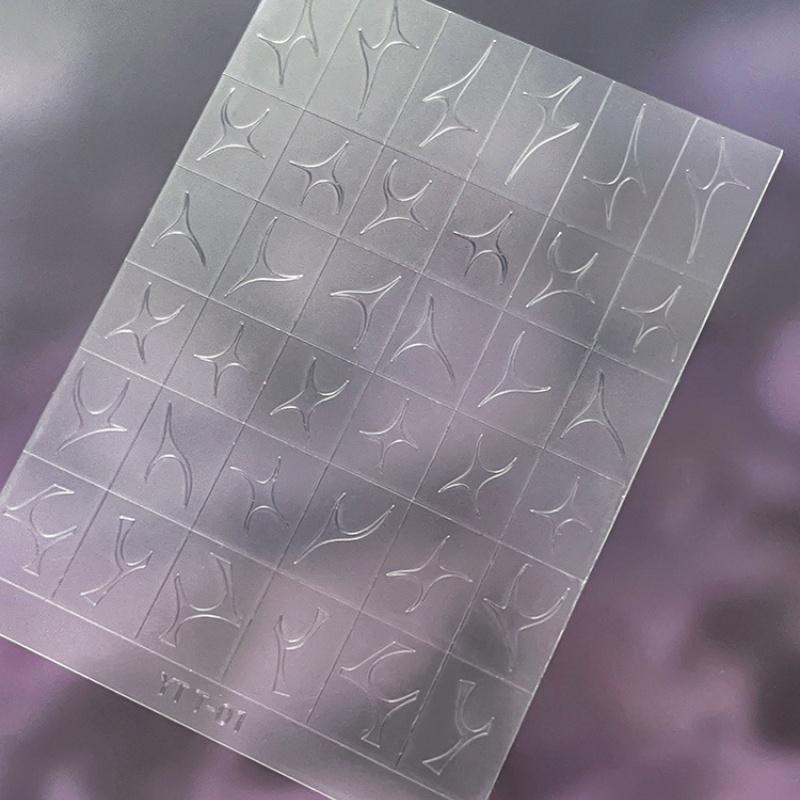 Simple Hollow French Nail Decals Transparent Spray-Painted Heart Butterfly Nail Art Stickers Fashion Manicure Decor