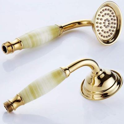 Rose Gold Shower Head Bathroom Natural Jade Hand Shower Head Spray Gold