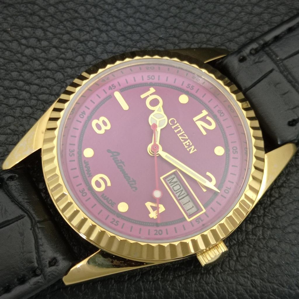 VINTAGE CITIZEN AUTOMATIC REFURBISHED JAPAN MENS PURPLE DIAL WATCH a445317-1