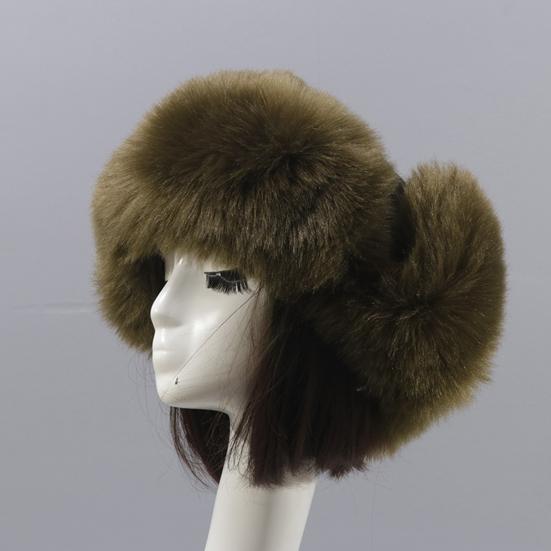 Earflap Hat Thickened Fluffy Windproof Cute Down Lining Ball Ear Protection Faux Fur