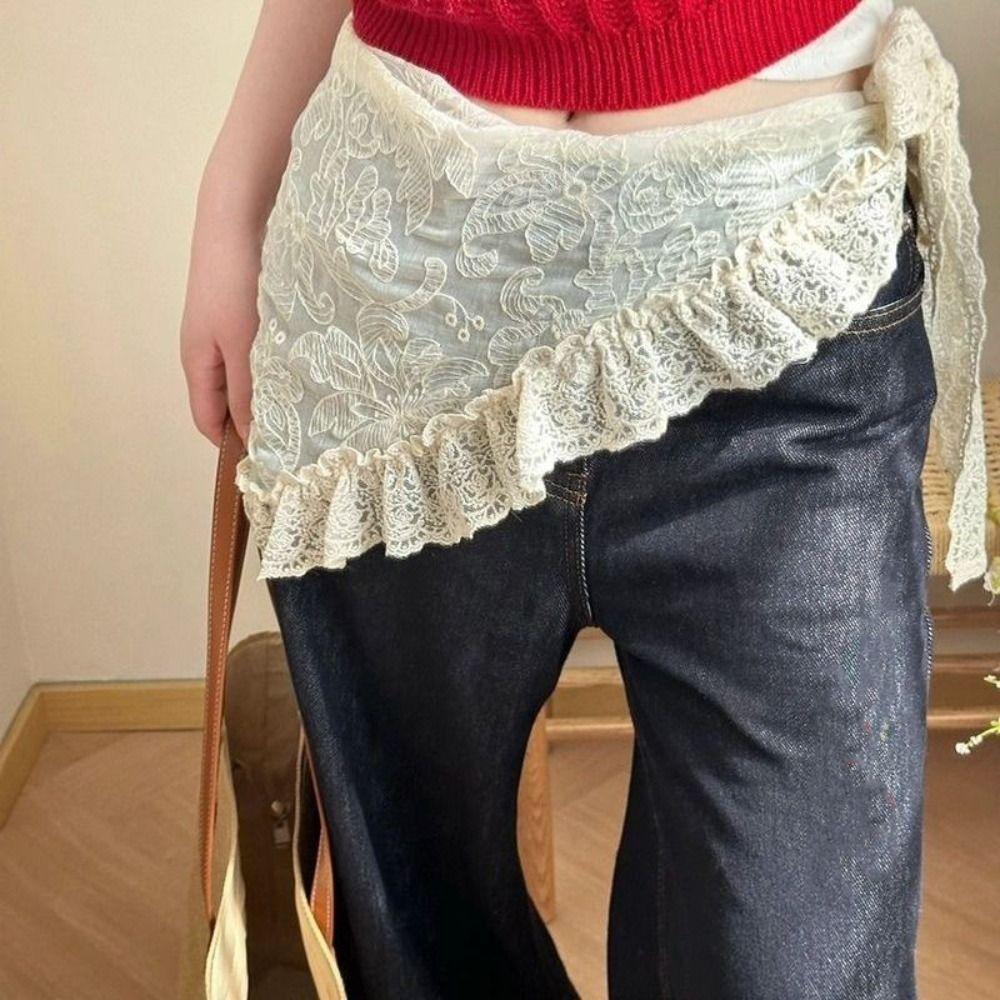 Embroidered Lace Triangle Scarf Floral Printed Skirt Curtain Retro Lace Head Scarf  Ladies