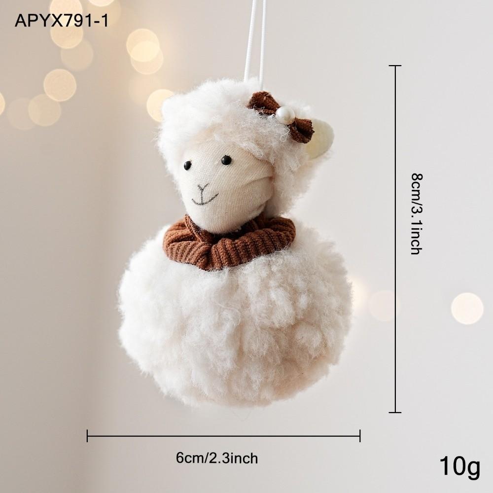 New Fabric Sheep Ornament Ruffle Collar Shape Xmas Hanger Sheep Figure Hanging Cord Holiday Decor Gift Embellish