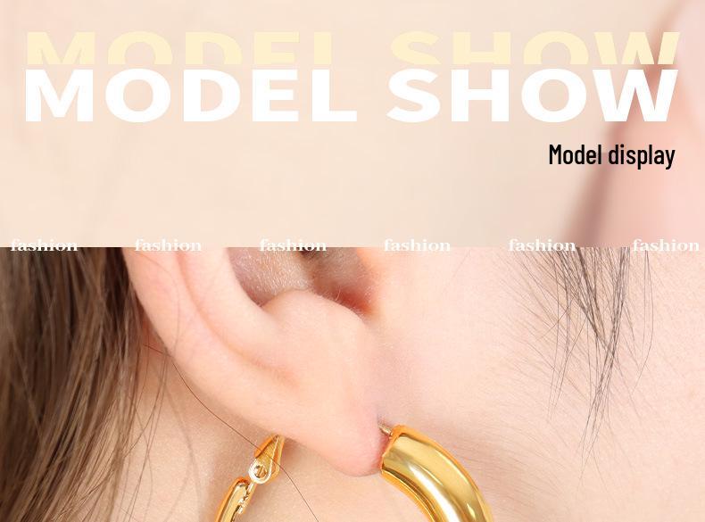 New Large Hoop Titanium Steel Earrings, Niche French Design, Colorfast Stud Accessories for Women