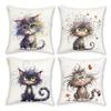 Adorable Cartoon Cat-Printed Pillowcases for Cozy Decor! Sofa Cushion Cover Home Room Decoration 2D Flat Printing