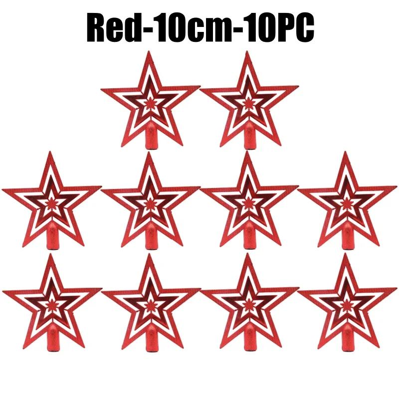 Christmas Tree Topper Star Shiny Glitter Ornament for Xmas Tree Decorations Hanging Pendant Home Holiday Party Supplies