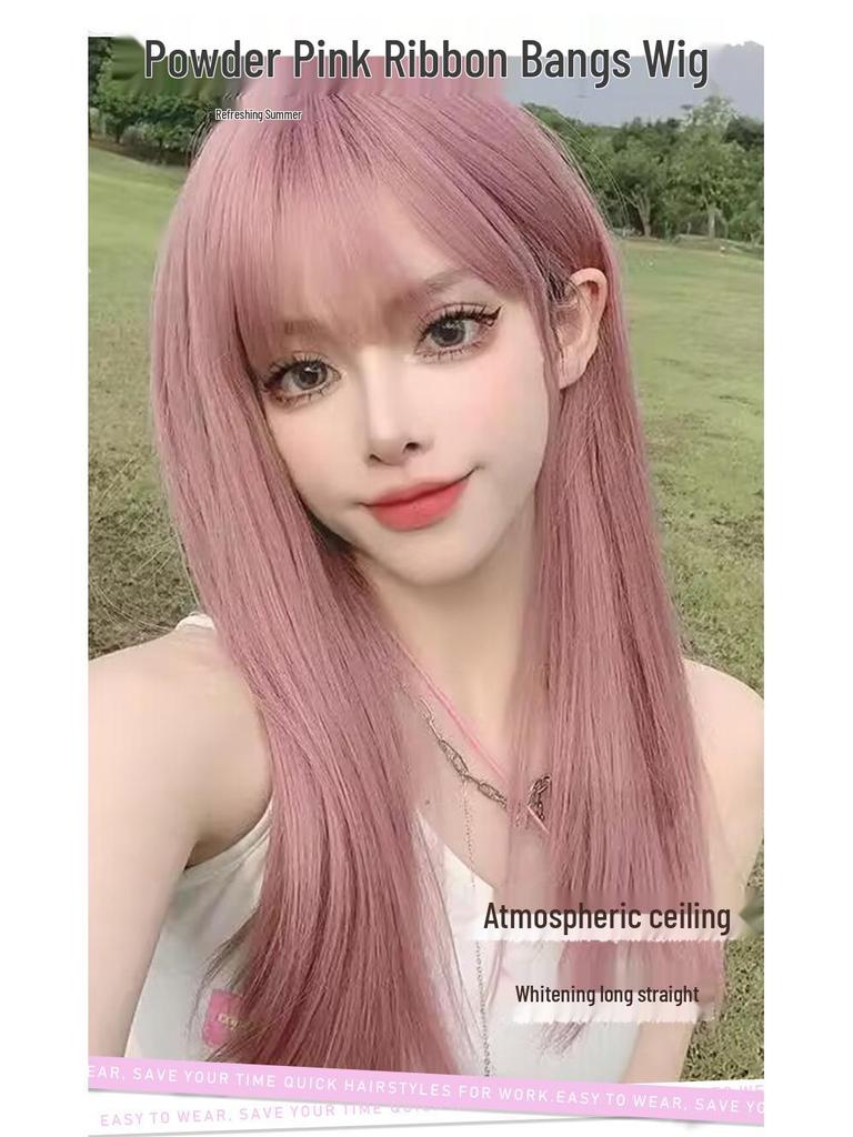 Perucă lungă dreaptă roșu zmeură pentru femei