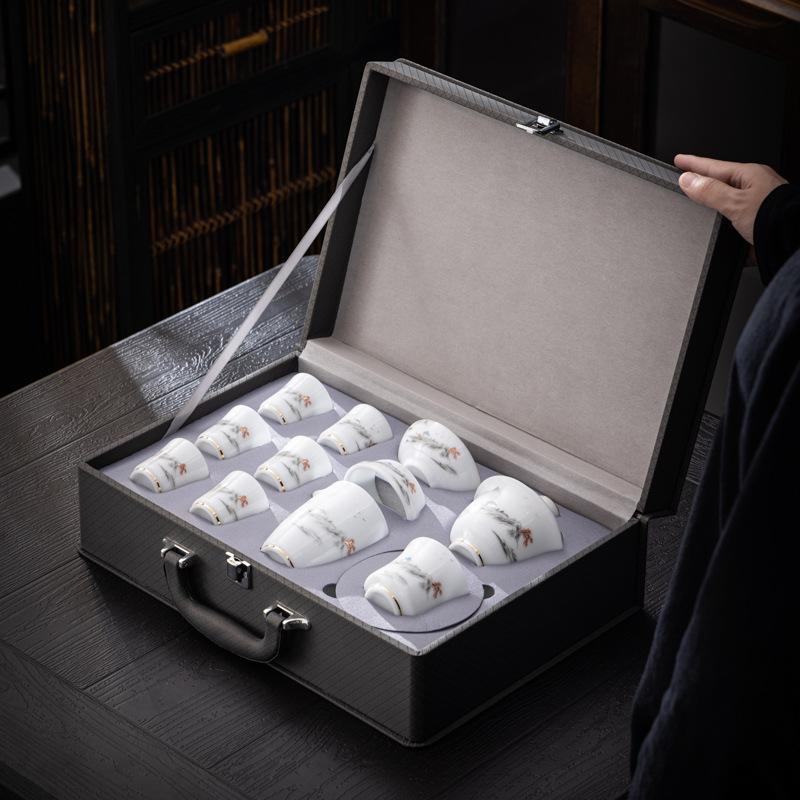 High-grade Ice Jade Porcelain Tea Set, High-end Gift Box, Gifts for Customers, Business Companies, and High-end Gifts for Enterprises