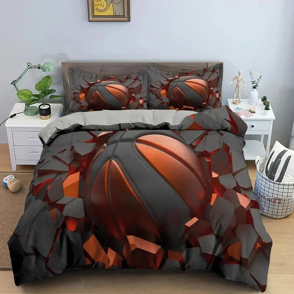3D basketbalové ložní prádlo do ložnice chlapce Povlak na přikrývku Jednolůžkový povlak na přikrývku velikosti King Bytový textil