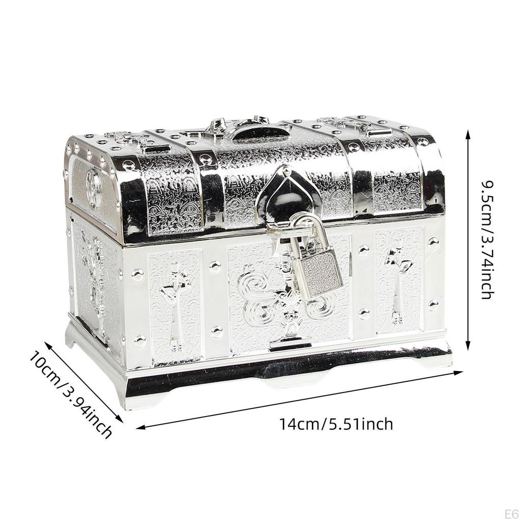 Antique Pirate Chest with Lock for Storing Trinkets and Bills