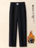 Mom's Fleece-Lined Cotton Pants, Thickened Straight-Leg, Warm Autumn/Winter Trousers for Middle-Aged/Elderly Women.