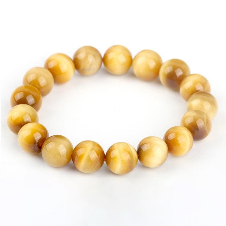 Golden Tiger Eye Crystal Bracelet - Yellow Cat's Eye Stone for Men and Women, Couples, Single Strand.