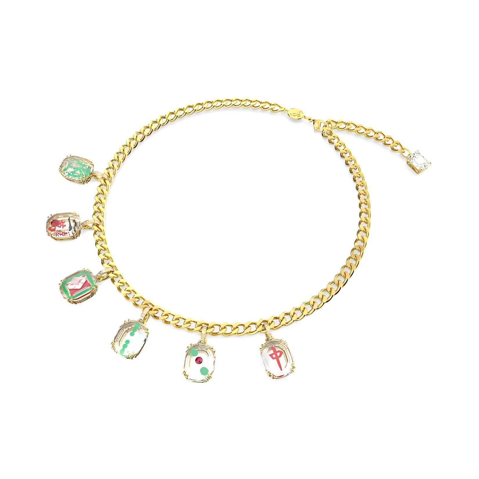 Swarovski Alea Chinese Style Octagonal Colorful Imitation Crystal Necklace Women necklace 5649786 Gold