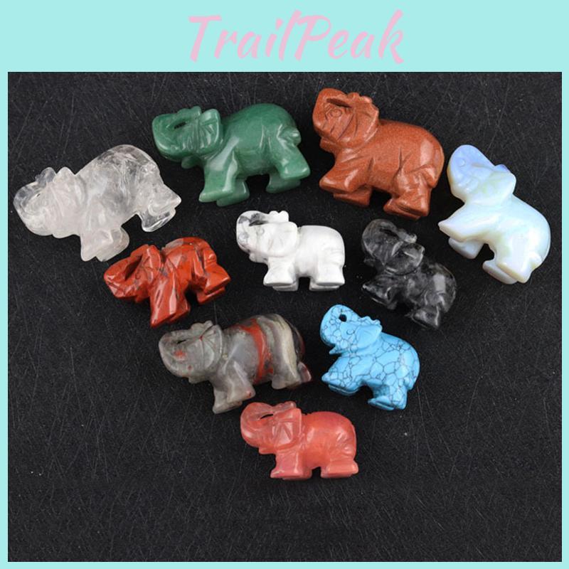 Stunning Hand Carved Elephant Natural Gemstone Jasper Turquoise Malachite Quartz Crystal Ornament For Versatile Home Decor
