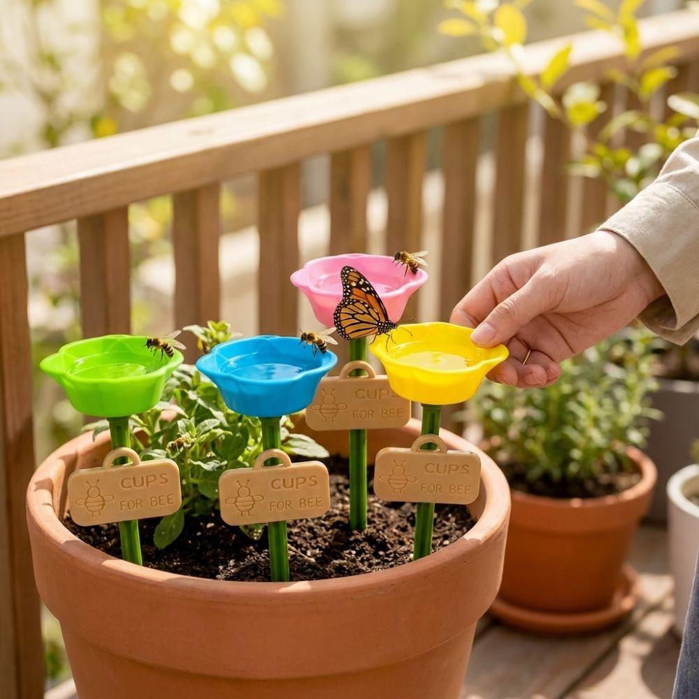 Flower Shaped Bee Watering Station Weatherproof Colorful Pollinator Feeder Rust-resistant UV Resistant Wild Bees Water Bowl