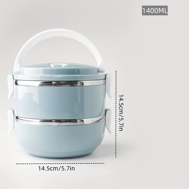 

Round stainless steel insulated lunch box with lid, portable for office, school, camping and picnic. 2 Layer