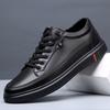 Shoes for Men Genuine Leather Casual Shoes Spring Autumn Cool Black Flat Skateboard Shoes Youth Fashion Slip-on Sneakers