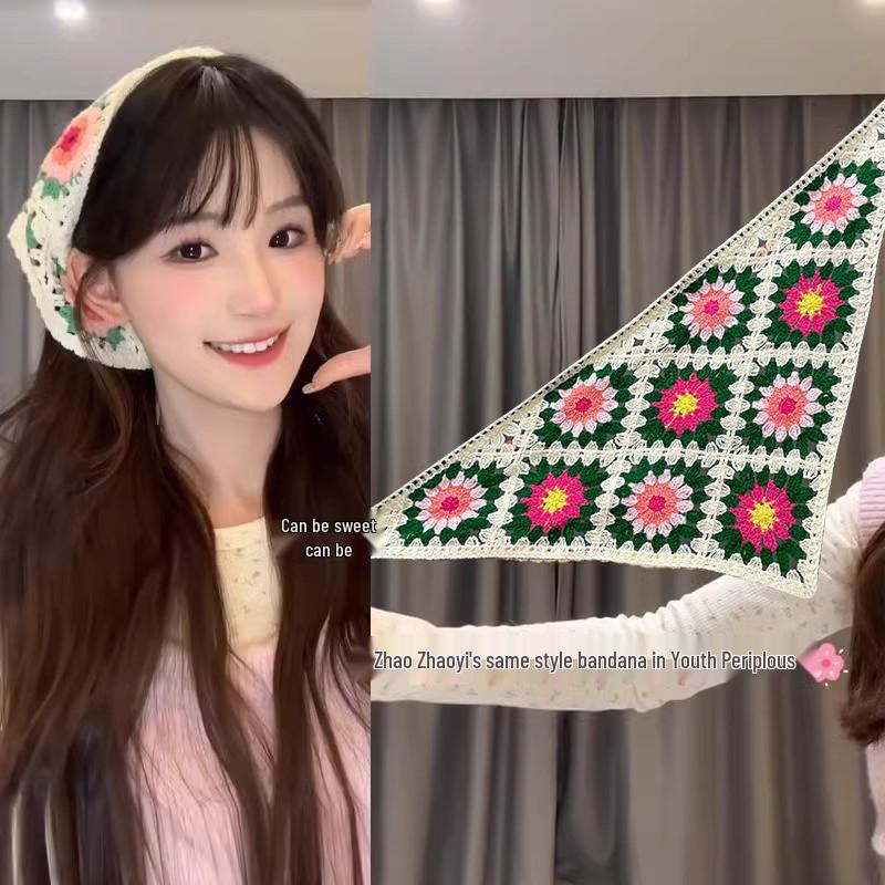 Women's Summer Silk Headscarf & Hair Tie - Pastoral French Seaside Style