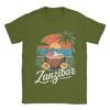 Tanzania Zanzibar Africa Tramonto Spiaggia delle Palme Stile di Vita e Cocco Maglietta Estate Cotone Manica Corta Abbigliamento Vintage