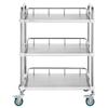 Labor-Rollwagen, 3-stufiger Edelstahl-Rollwagen, Labor-Servierwagen mit Schwenkrädern, Dental-Utility-Wagen für Klinik, Labor, Krankenhaus, Salon,