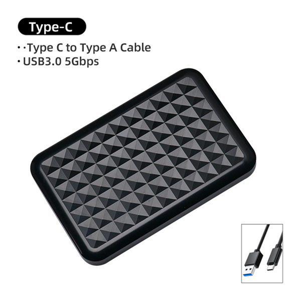 2.5-inch Type-C 3.1 SSD/HDD Enclosure, Black Plastic