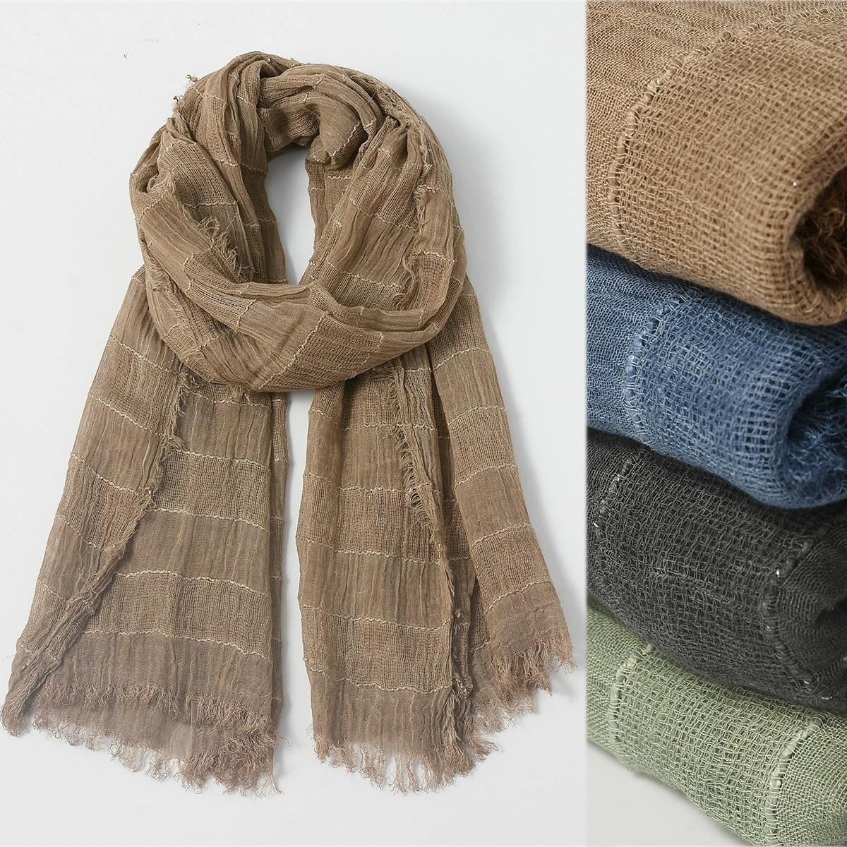 Yto Scarf Men's New Scarf Plaid Yarn-Dyed Striped Scarves Short Tassel Long Shawl Autumn Winter Accessories Wraps 190Cm