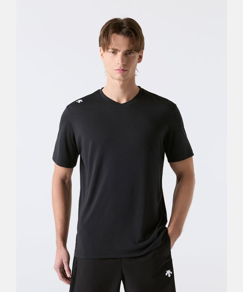 DESCENTE Quick-Dry V-Neck Short Sleeve T-Shirt Black Sr223Uts49