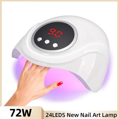 Lampă profesională pentru unghii UV LED 72W pentru oja cu gel cu uscare rapidă Lampă pentru uscarea unghiilor cu 24 LEDS cu senzor automat de 3 temporizatoare