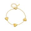 Gold Plated 3D Heart Charm Bracelet, Dainty Adjustable Station Chain for Women, Elegant Daily Jewelry Gift