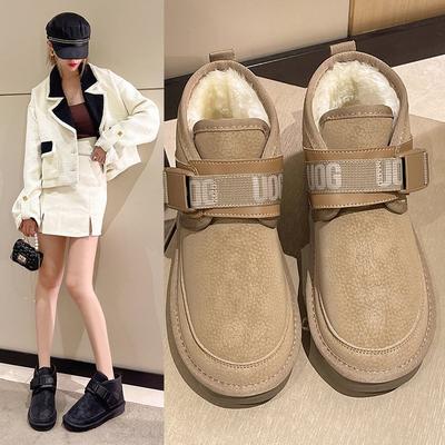 Internet Celebrity Snow Boots Women's Winter Velvet Thickened Warm Cotton Shoes 2025 New Ankle Short Boots One-pedal Bread Shoes