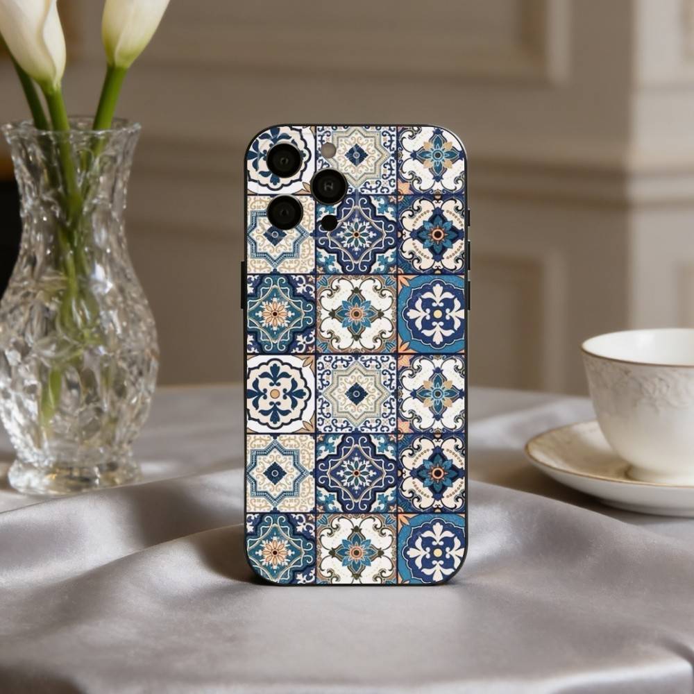 

T-Tile M-Moroccan Cool Art Phone Case For iPhone 17,16,15,14,13,12,11 Plus,Pro Max,XS,Soft Silicone Black Cover iPhone15pro