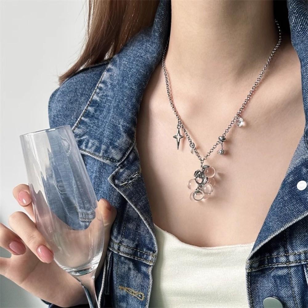 Saturn Starburst Choker Beaded Fruit Cluster Charm Y2K Neckwear Grape Cluster Necklace Photoshoot