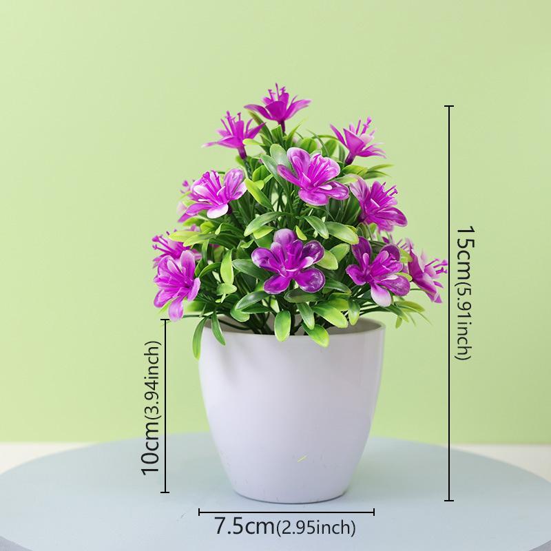 1 Stück Künstlicher Fünfblatt-Pflaumenbaum Kleine Topfpflanze - Innen/Außen Pflegeleicht Kunstblume Grünzeug für Heimdeko