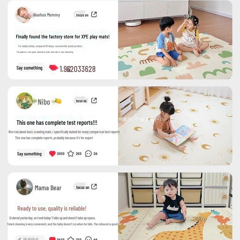 Thickened Folding Baby Crawling Mat - Foam Floor Mat for Infants and Children