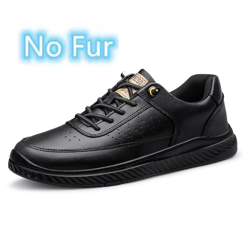 Fashion Classic Genuine Leather Men's Skateboarding Shoes Comfy Warm Snow Shoes Versatile Travel Sneakers Solid Color Man Sports Shoes
