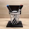Creative Basketball Hoop Pen Holder Desktop Organizer With Base Space-Saving Decorative Accessory Home, School, Office Decor