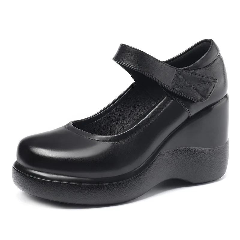 

8см Маленький Размер 32-43 Новые Туфли-Мэри Джейн из Натуральной Кожи Женские 2025 Осень Высокий Каблук Платформа Тапочки Мама Офис 37