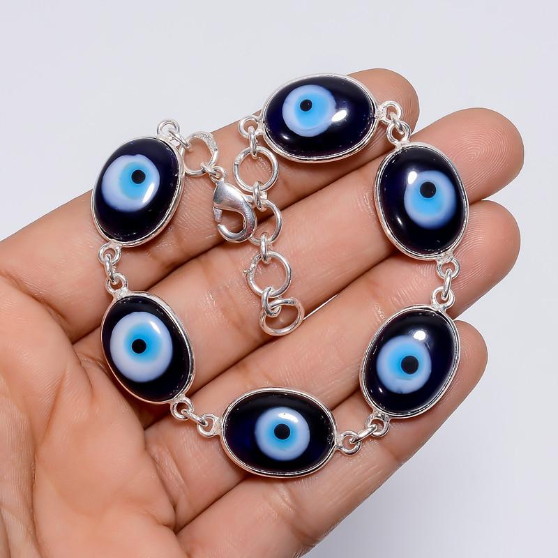 Elegante Qualità Superiore Qualità 100% Pietra di Luna Naturale Forma Ovale Stile Etnico Gioielli Fatti a Mano Bracciale Placcato Argento Steling 925 7-8" WSJ-5230