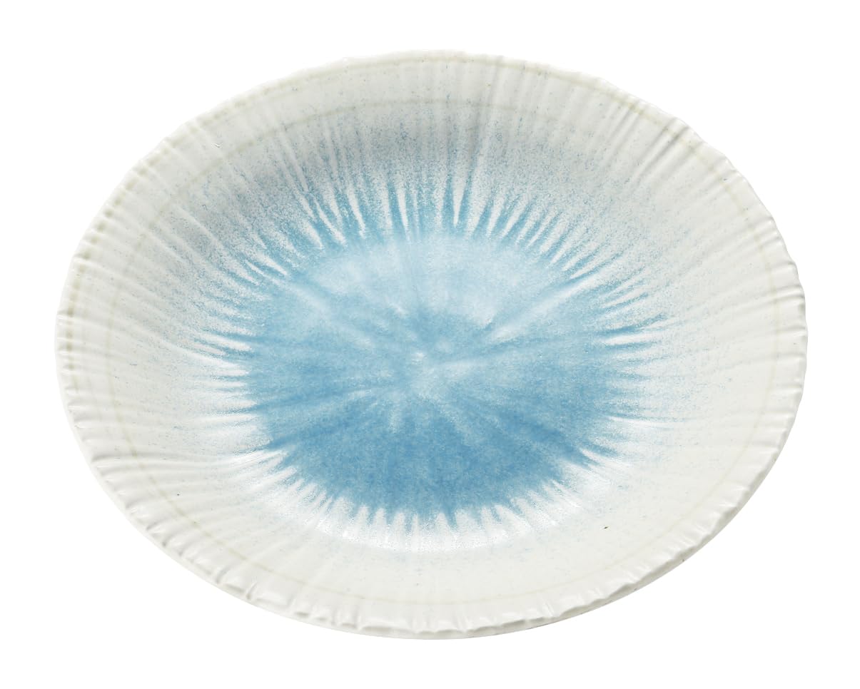 

EAST table Shizuku Carved Tokusa Large x Made in Microwave and Dishwasher Safe (Drop) Plate, 25.0 H3.0, Japan, синий