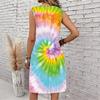 Plus Size V Neck Sleeveless Dress Deep Forest Brook Ink Painting Print For Wilderness Walking Trip