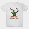 Herren Schwarzes T-Shirt mit Aufdruck Mehr Jingle Bells No-Cut Transferpapier Druck Baumwoll-T-Shirt
