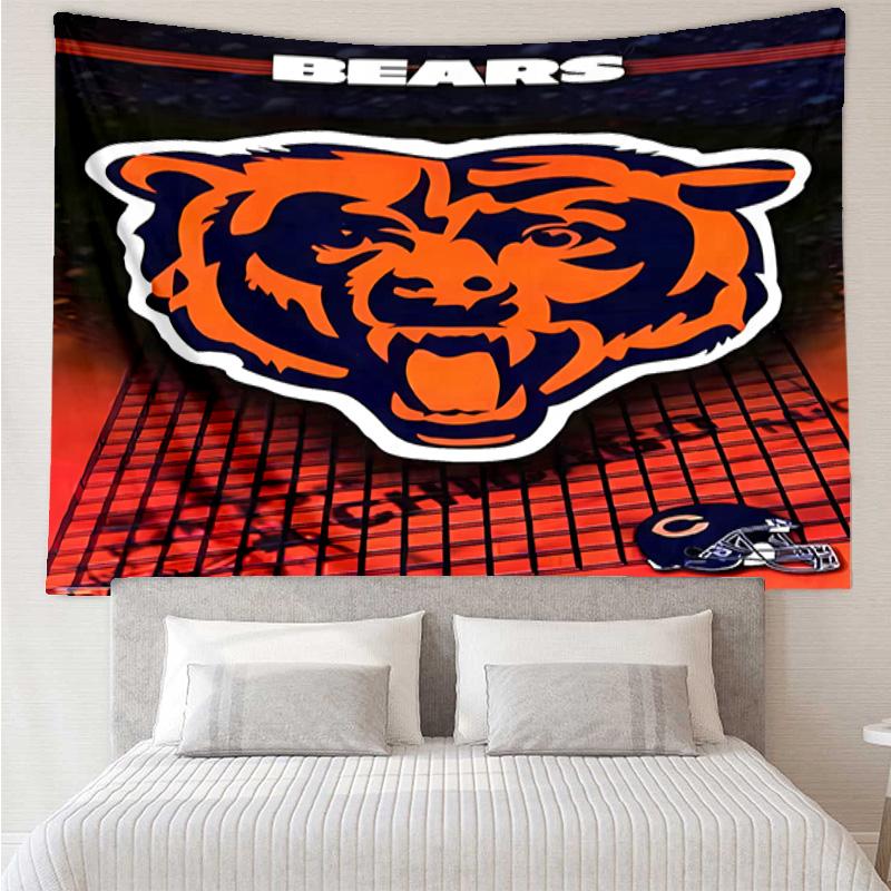 Chicago Bears logo Tapestry for Bedroom Aesthetic Classroom Tapestries Wall Hanging for Living Room Dorm Office,Ideal Creative Gift