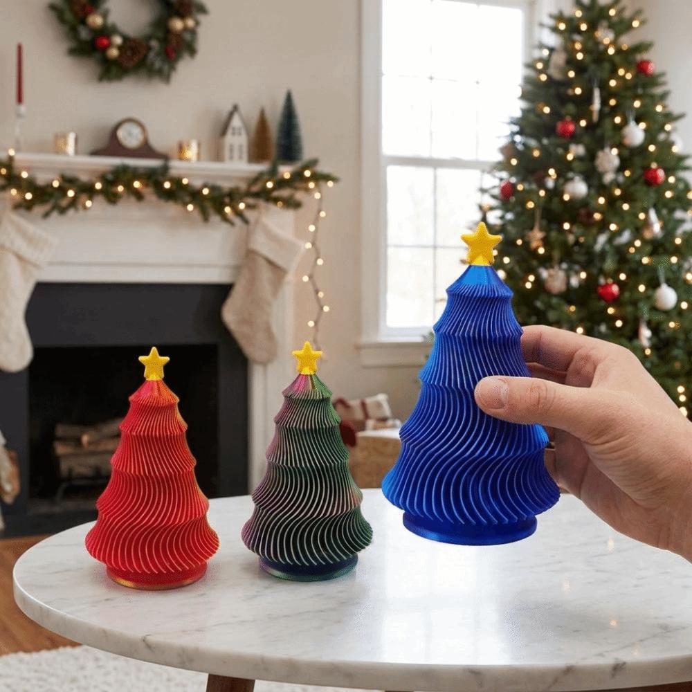 Plastic Rotatable Wave Christmas Tree Colorful Christmas Fidget Toy Office