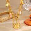 Hot-selling Stainless Steel Sunflower Stacked Necklace In Europe and America, Female Sweet and Cute Star Flower Pendant Necklace Jewelry