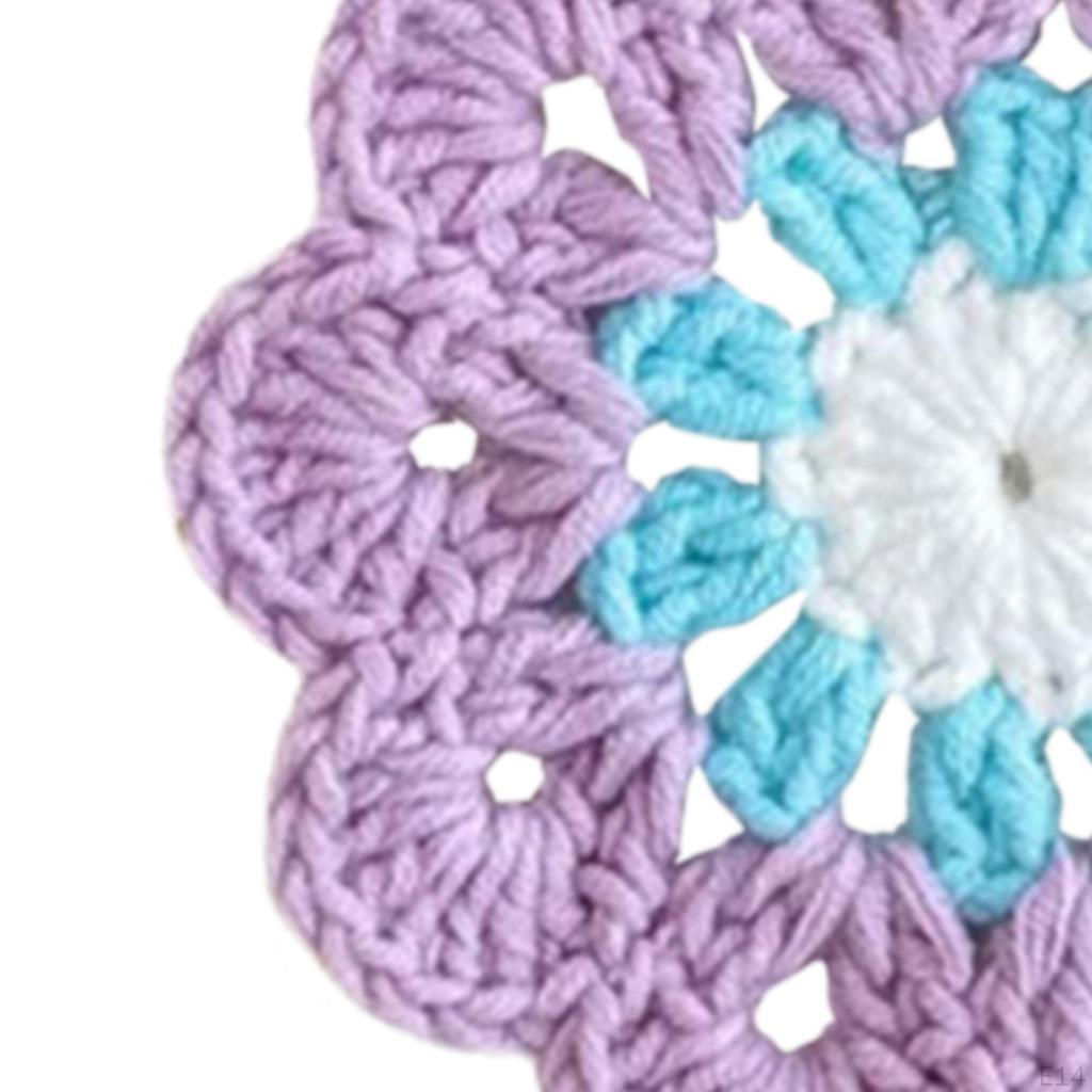 Crochet Coaster Coffee and Tea Flower Shape Round Woven Funny Gift Non Slip Decoration Cup