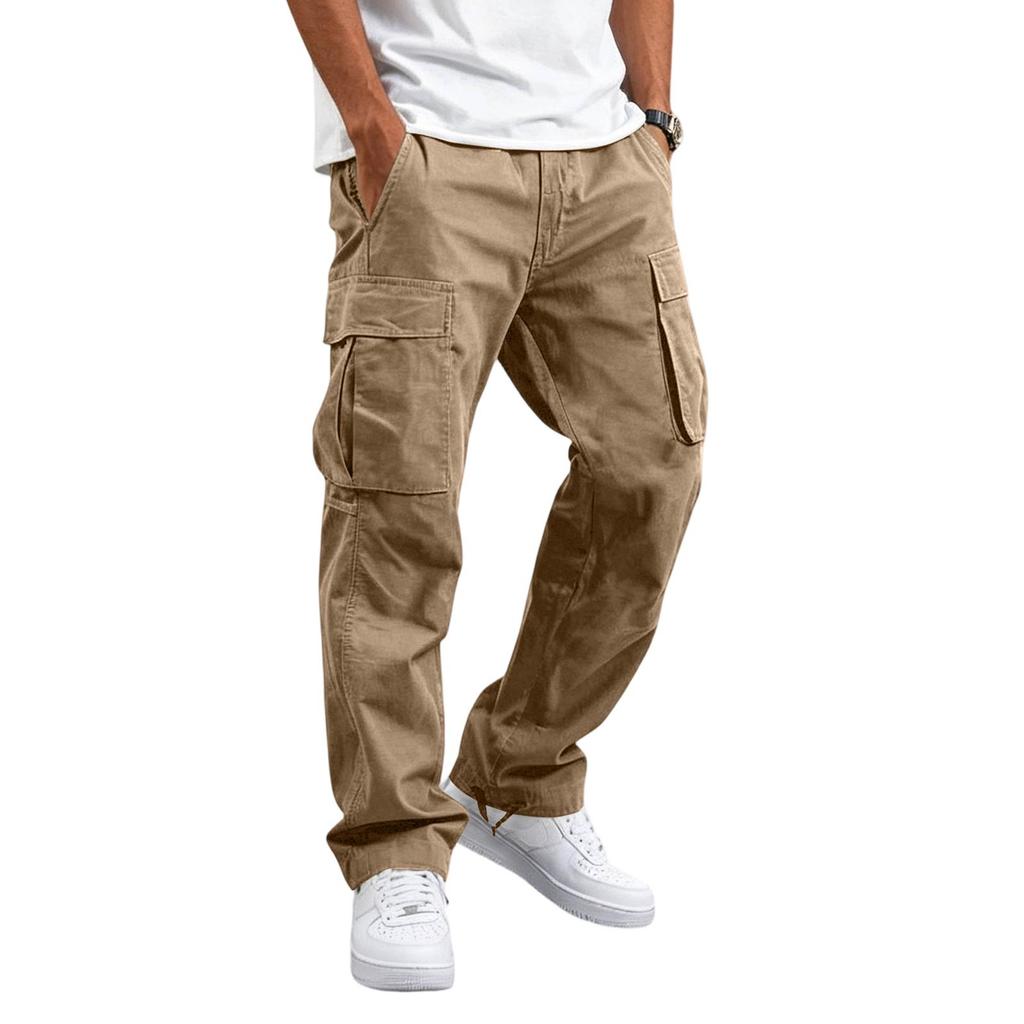 Men's Casual Cargo Pants Loose Fit Straight Leg Multi-Pocket