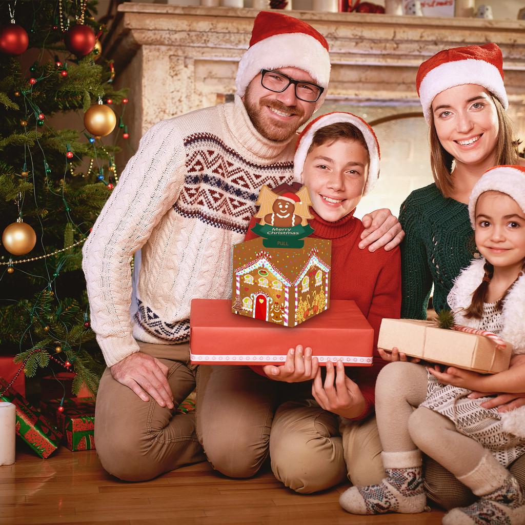 Man Gingerbread House Pattern Paper Money Box Christmas Theme Party Decor Props