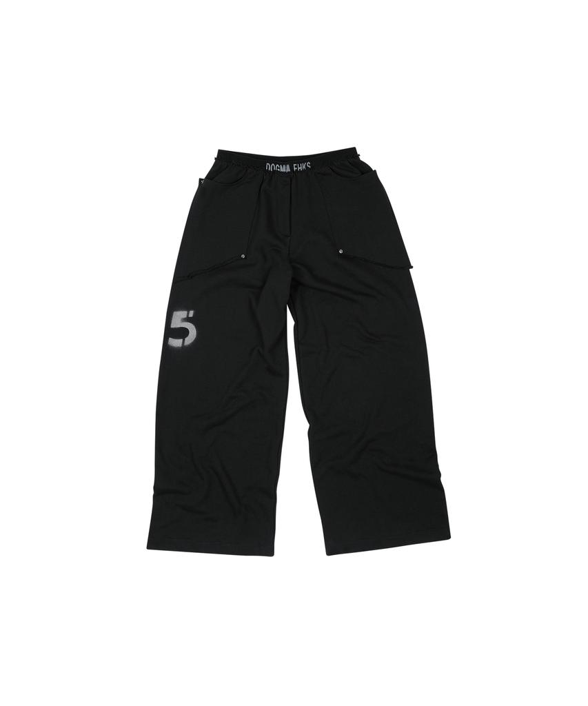 Dogeumaegseu Raw Edge Wide Sweat Pants Black