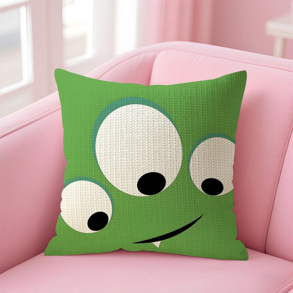 Cartoon Monster'S Eyes Cushion Cover Natural Linen Pillow Case Double-Sided Print Decorative Sofa Pillowcase Home Decor Gift