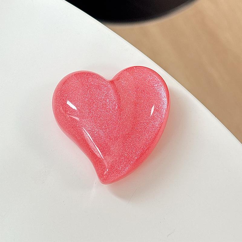 Glitter Solid Color Love Mobile Phone Airbag Bracket Back Sticker Retractable Lazy Support Frame Desktop Women'S Model
