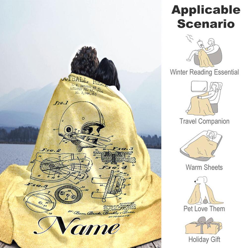 Football Helmet Customize Text Blanket Gift Customizable Blanket Ultra-Soft Versatile for Office Chair Picnics Living Room for All Occasions